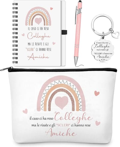 Cadeauset voor Vrouwelijke Collega: Make-up Tasje, Sleutelhanger, Notitieboekje en Pen
