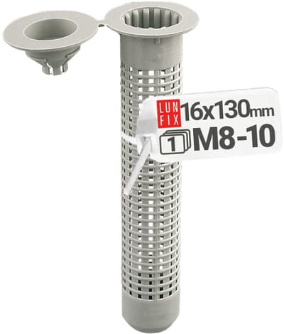 LUN FIX - Zeefhuls M8 tot M10 - 16 x 130 mm - Ankerhuls - Injectiemortel bij holle bouwmaterialen