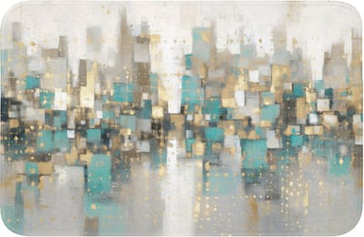 WC mat 60x40 cm - Antislip - Abstract - Blokken - Goud - Skyline - Toiletmat - Vloermat - Douchemat - Toilet tapijt - Toiletmatten