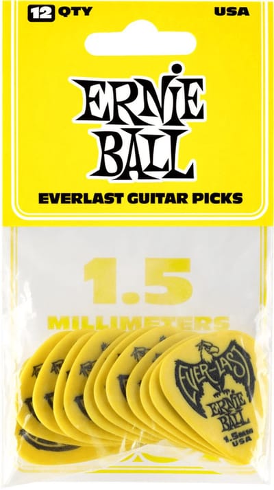 Ernie Ball Everlast - Plectrum - Delrin - Extra Heavy 1.5mm - Geel - 12 Stuks