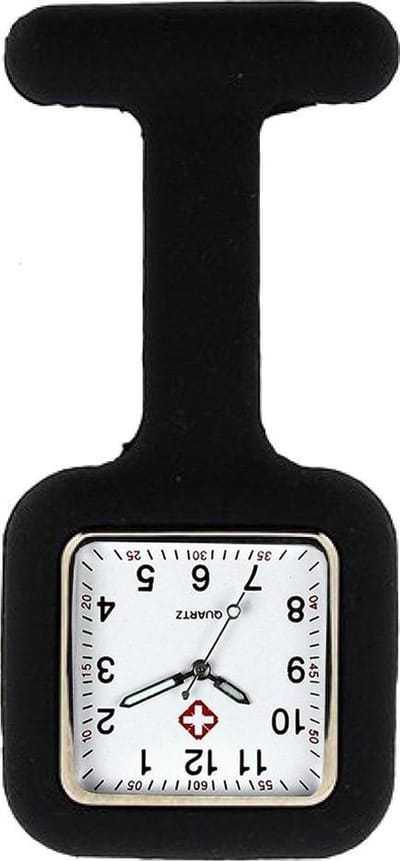 Fako® - Verpleegstershorloge - Zusterhorloge - Verpleegster Horloge - Siliconen Vierkant - Zwart