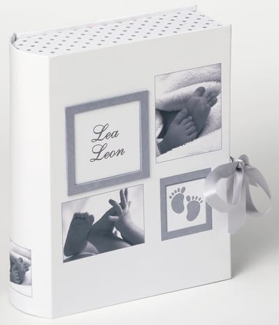 Walther Design FB-173 Little Foot - Baby Bewaarbox - Formaat 29 x 34 x 9 cm - Wit/Grijs