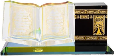 Miniatuurmodel van de Kaaba in kristal met gouden plating - Islamitische architectuur decoratie voor thuis, tafelversiering en autoonderdeel