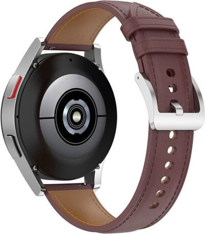By Qubix - Geschikt voor Garmin bandje - Luxe leren bandje - Donkerbruin - Geschikt voor Garmin Vivoactive 6 / 5 / 3 - Smartwatch bandje 20mm