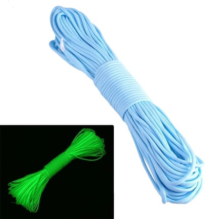 9-Strand 550 Luminous Fluorescent Paracord - Sterk Parachutekoord voor Outdoor Activiteiten, Blauw, 15 Meter