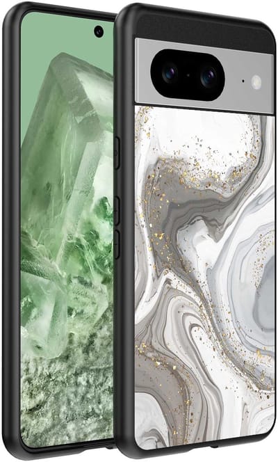 Geschikt voor Google Pixel 8 Telefoonhoesje met marmer opdruk - TPU backcover case marble design - Zilver - Smartphonica geschikt voor Google Pixel 8
