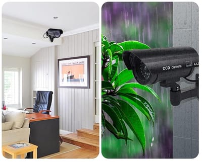 Allecto - Simulatie Beveiligingscamera - 2x Waterdicht en Realistisch Ontwerp - Met Rode LED - Veiligheid - Nepcamera - Geschikt voor Buitengebruik...