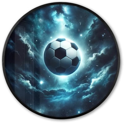 Poster in lijst Rond - Fotolijst 60x60 cm - Posters - Voetbal - Galaxy - Ruimte - Sport - Blauw - Ronde posterlijst zwart - Decoratie - Wanddecoratie woonkamer - Muurdecoratie slaapkamer