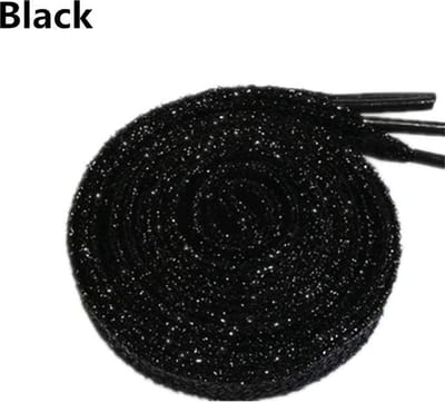 Jumada's - Glitter Schoenveters - Veters - Sneakerveters - Veters - Laces - Plat - 110cm - Zwart