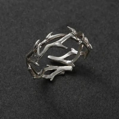 Vintage Goth Doornroosje Koppelringen voor Mannen Vrouwen Charm Onregelmatigheid Opening Roestvrij Staal Punk Vingerring Sieraden Y2k Cadeau resizable black