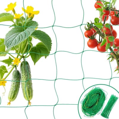 KZQ Plantensteunnet 1,8x2,7 M Met 50 Groene Kabelbinders Voor Komkommer Bonen En Fruit