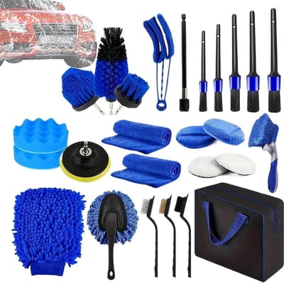 Auto Reinigingsset - Onderhoudsset Voertuig - Interieur Verzorging - Ergonomische Handgreep - 36 cm - Grijs