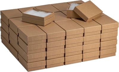 Juweeldoosjes Set - Verpakking Doosjes - Cadeau Presentatie - Gemaakt van Gerecycled Papier - 8 x 5 cm - Kraft Bruin