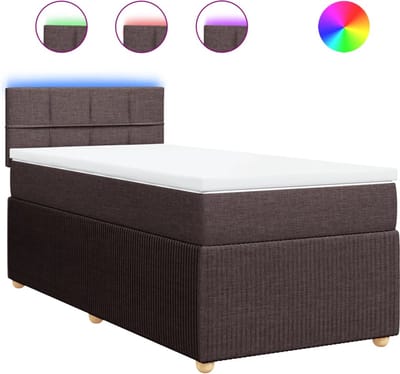 vidaXL - Boxspring - met - matras - stof - donkerbruin - 100x200 - cm