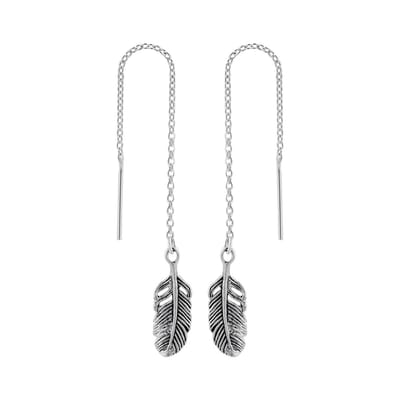 WeLoveSilver - chain oorbellen - 925 zilver - veer design