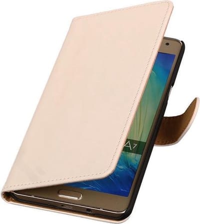 Wit Effen Booktype Samsung Galaxy A7 Wallet Cover Hoesje