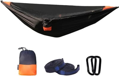 Hangmat Set - Kampeerhangmat Dubbel - Ontspannen Buiten - Lichtgewicht Nylon - 280 x 140 cm - Zwart