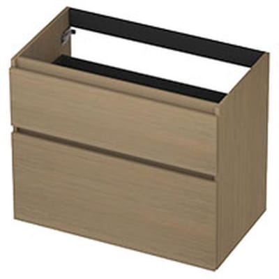 INK - Onderkast 2 Laden Greeploos met Houten Keerlijst A-symmetrisch - 800x450x650 Mm - Olijf Eiken