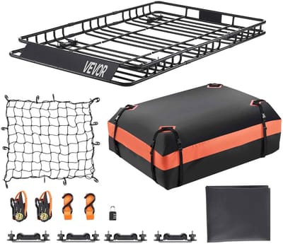 CORE Dakrek - Dakdrager - Imperiaal mand - Universele autodak bagage drager met accessoires - Anti-roest gelegerd staal - Max. draagvermogen 113kg - 162.5x29x10.5cm - Zwart
