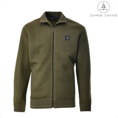 Chris Cayne heren vest - M - kleur groen - rits - steekzakken met rits - ruit structuur - jersey