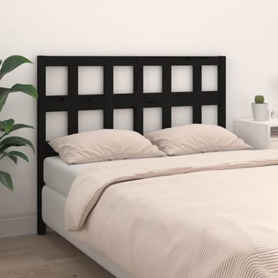 vidaXL - Hoofdbord - 125,5x4x100 - cm - massief - grenenhout - zwart