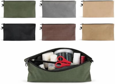 Set van 6 waterdichte canvas gereedschapstassen met ritssluiting, multifunctionele opbergzakken voor gereedschap, 32 x 18,5 cm, zware organisatoren in 6 kleuren met karabijnclip