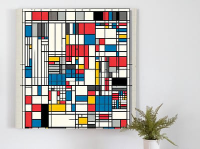 Modern mondriaan schilderij | Abstracte geometrie: een eigentijdse interpretatie van Mondriaans meesterwerk | Kunst - 20x20 centimeter op Canvas | Foto op Canvas