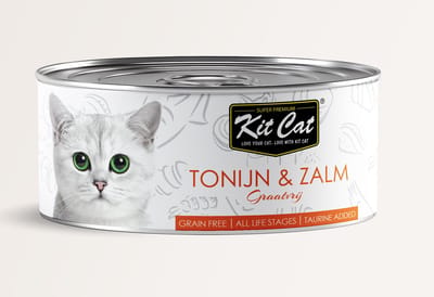 Kit Cat Tonijn & Zalm 24x80gram - Graanvrij - Kattenvoer Natvoer - Kattenblikjes