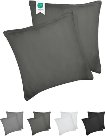 Barbons kussensloop 60x60 set van 2 - Jersey 165 g/m² kussenhoes - 100% Katoen - antraciet