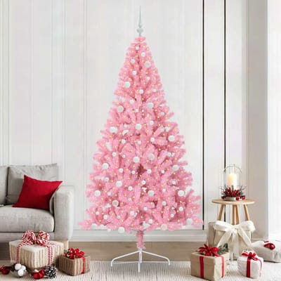 vidaXL - Kunststof - Voorverlichte - Kerstboom - Roze - 240 - cm - PVC