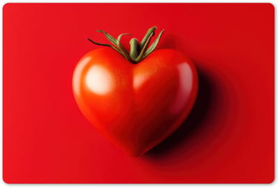 Placemats 45x30 cm - Placemat kunststof - 1 stuk - Tomaat - Rood - Hart - Borden onderleggers - Decoratie voor op tafel - Keuken tafeldecoratie accessoires - Vinyl onderlegger - Tafelversiering