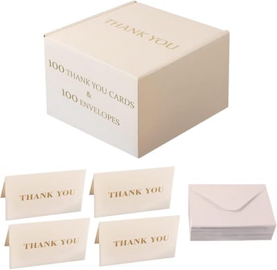 100 Stuks Witte Bedankkaarten met Enveloppen Blanco Binnenkant 4,2x6,25 Inch