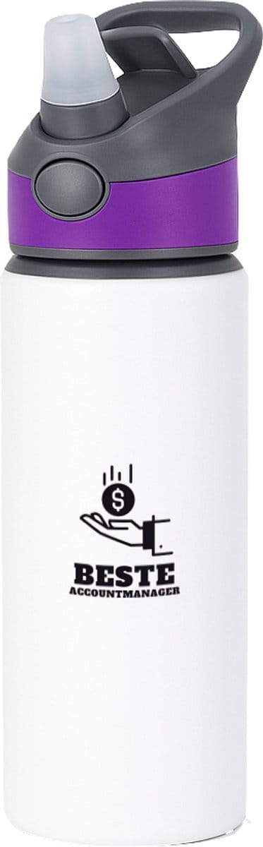 Hacebo® - Beste accountmanager waterfles met rietje paars - Beste accountmanager - collega - welkom - afscheid - water fles - 650ML