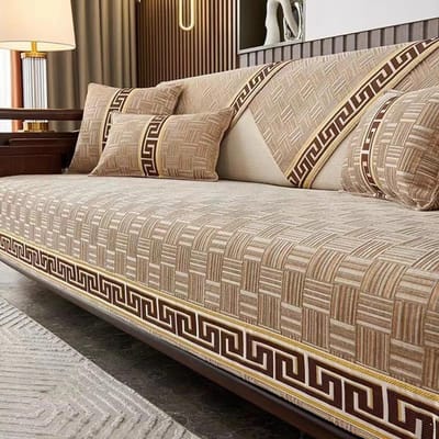 Housse de Canapé d'Angle en Chenille Douce de Luxe Forme L Universelle Quatre Saisons Housse de Canapé Antidérapante pour Salon 90x120cm 1pc