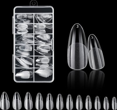 Nifkos 103 - Waterdrop Short Half Frosted - Full Cover - Nageltips - Nepnagels - Plaknagels - In Assortimentsbox - 120 stuks 12 maten - Voor Gellak Acrylnagellak en PolyGel nagels - Royala Frosted Tips Line