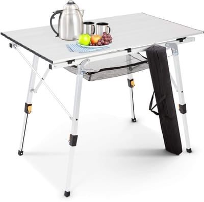 AREBOS campingtafel 90 x 51,5 cm roltafel aluminium klaptafel outdoor zilver