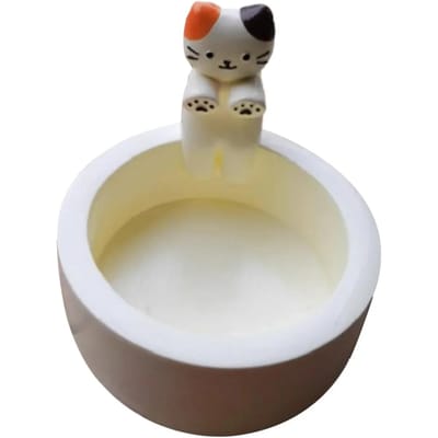 Kitten Kaarshouder Schattige Kat Kaarshouder Creatieve Aromatherapie Kaarshouder Duurzame High Tempe Cartoon Kaarshouder Decoratie beige