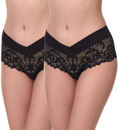 Merry Style Dames Short Onderbroek - Katoen - Regular Taille - 2-Pack - MS-GAB-155-Shorts-2P - Zwart (2Pack) - S