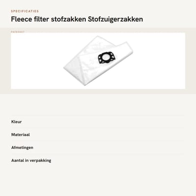 Dailygoods- Stofzakken Fleece Filter - Compatibel met Karcher MV4/MV5/MV6 - Natte/Droge Stofzuiger - Premium Kwaliteit - 2.863-006.0 - Stofzuigerzak