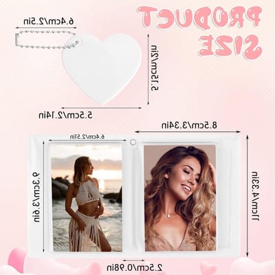 Mini Fotoalbum met Hartvormige Holle Cover, 32 Foto Slots en Hangmogelijkheid - Ideaal voor Herinneringen en Cadeaus