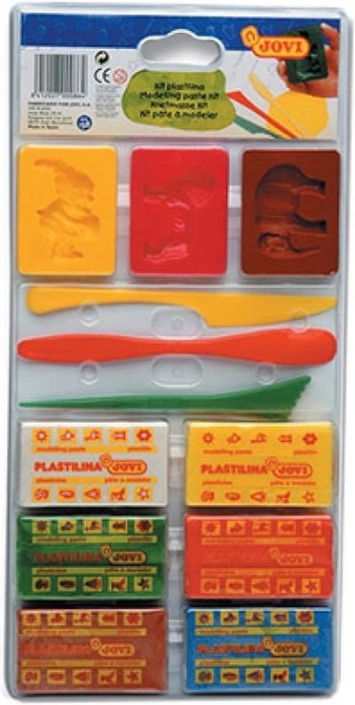 Blister 3 vormen, 3 modelleerhulpjes + 6 stuks modelleerklei.
