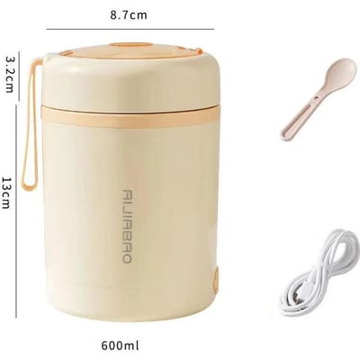 600ML USB Elektrische Verwarmende Lunchbox Draagbare Picknick Melk Drank Voedselverwarmer RVS Voedselwarmer Container 5V 12V 24V 600ml
