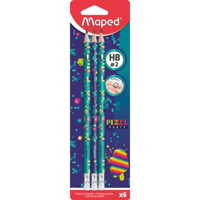 Maped potlood PIXEL PARTY, met vlakgum, HB, 6 stuks op blister