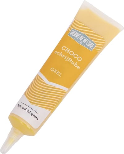 BrandNewCake® Choco Schrijftube 32gr - Geel - Taartdecoratie - Taartversiering