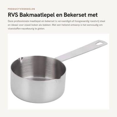 Dailygoods- Bakmaatlepel 304 Roestvrij Staal - Maatbeker 1/4 Kop (60 ml) - Keukengerei - Handvatontwerp - Geschikt voor Koffie/Bakken