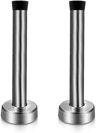Set van 2 Deurstoppers van 4 Inch met Geluidsdempende Rubberpunt voor Wandmontage - Roestvrijstalen Deurstoppers voor Plinten en Commerciële Toepassingen
