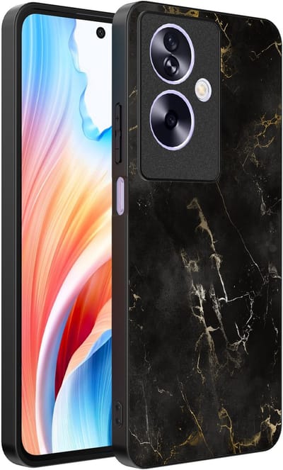 Smartphonica Telefoonhoesje Geschikt voor Oppo A2 - Oppo A79 met marmer opdruk - TPU backcover case black marble design - Zwart geschikt voor Oppo A2;Oppo A79