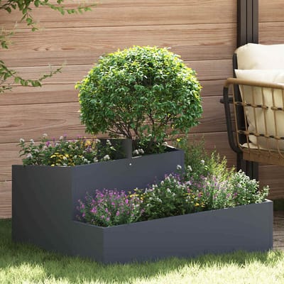 vidaXL - Plantenbak - Antraciet - 80 - x - 80 - x - 50 - cm - Koudgewalst - staal