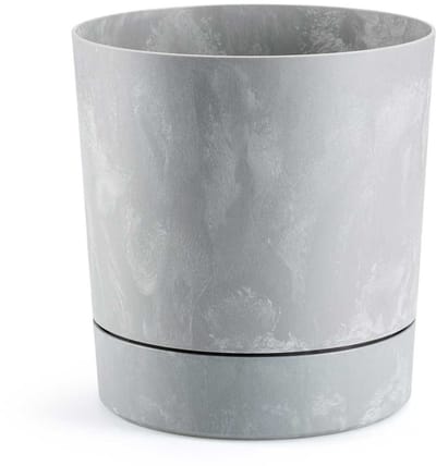 HowHomely Azalea - Bloempot met Schotel - Grijze Betonlook - Weerbestendig - Binnen en Buiten