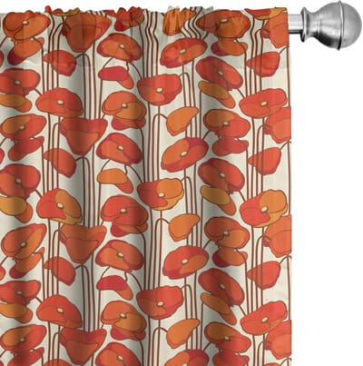 ABAKUHAUS Voorhangen – Papaverbloemen – 2x75x175 cm – Mikrofaser